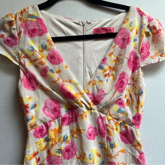 Betsey Johnson Floral Pink and Yellow Dress - Picture 3 of 10